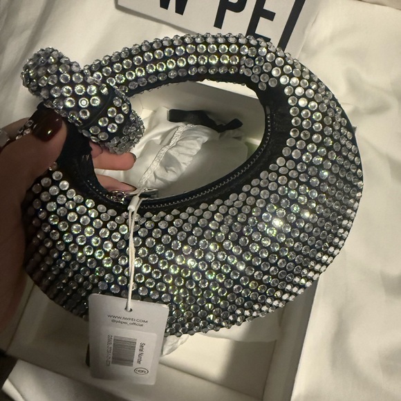 JW PEI Abacus Artificial Crystal Mini Top Handle Bag - Black - Picture 8 of 8